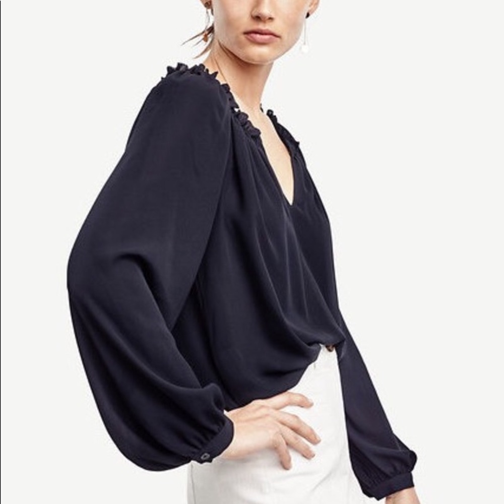 NWOT Long Sleeve Flounce Blouse Ann Taylor